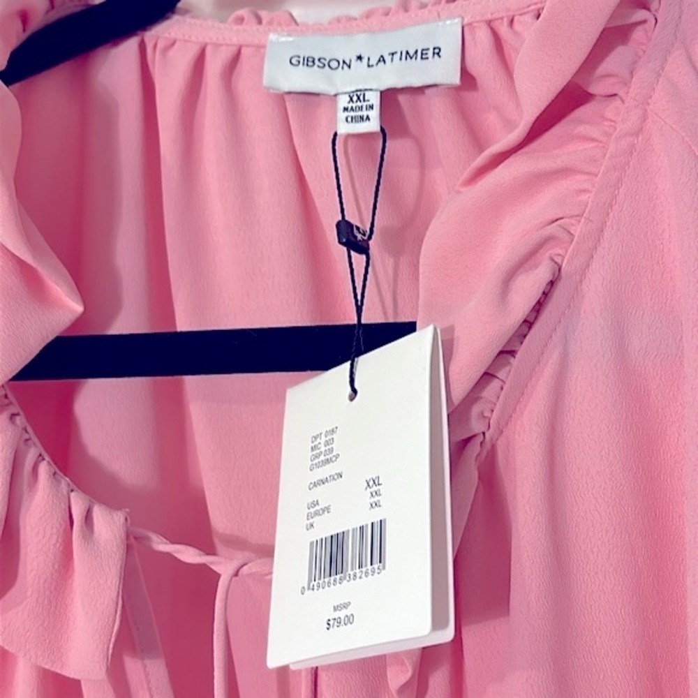 NWT Women’s Gibson Latimer Pink Long Sleeve Tunic Blouse Women Size XXL - Picture 5 of 8